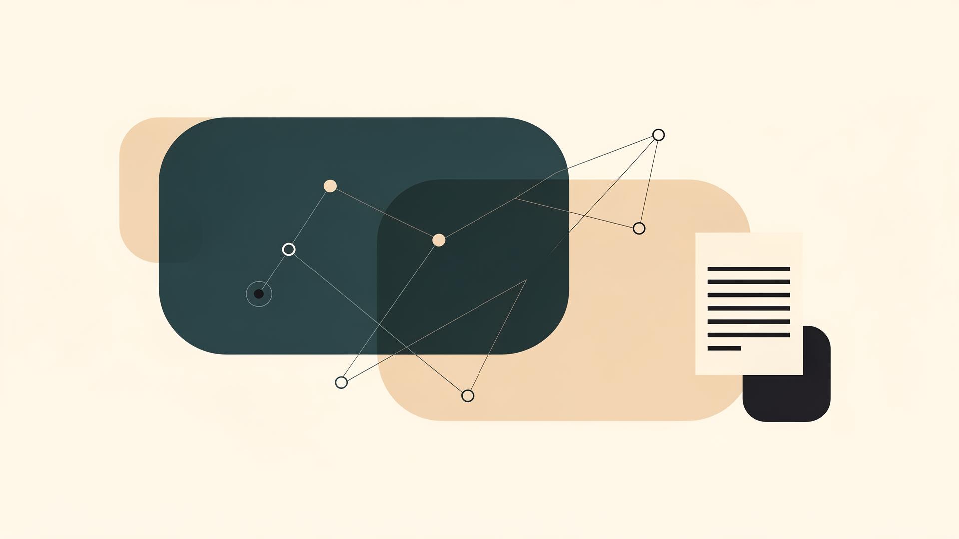 Illustration abstraite du processus achats : sourcing, négociation, contractualisation et pilotage